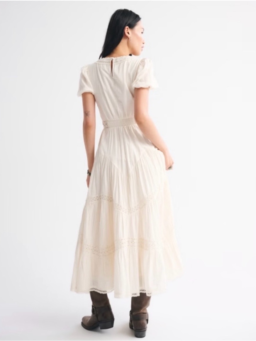 Kemo Sabe X Abercrombie & Fitch Puff Sleeve Lace-Pieced Maxi Dress Xs — image 5 of 8